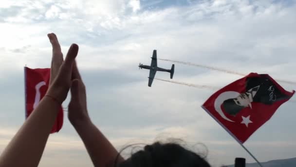 Σμύρνη Τουρκία Σεπτεμβρίου 2021 Αεροπλάνα Που Πετούν Στον Ουρανό Την — Αρχείο Βίντεο