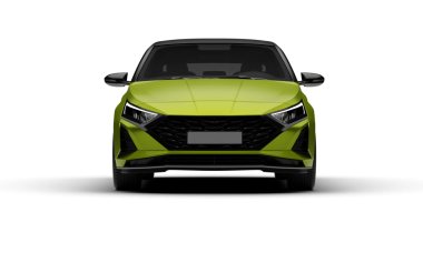 Şeffaf arkaplanda yeşil renkli modern çanta arabasının ön görüntüsü.