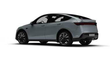 Gri renkli modern elektrikli arabanın üç boyutlu görüntüsü, hafif sol arka plan, şeffaf arkaplan.