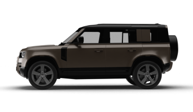 Şeffaf arkaplan üzerinde izole edilmiş, doğrudan sol perspektiften kahverengi bir SUV 'nin 3D görüntüsü