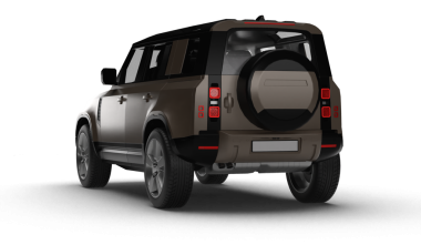 Hafif sol arka perspektiften, şeffaf arkaplanda izole edilmiş kahverengi bir SUV 'nin 3D görüntüsü