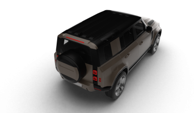 Hafif arka ve üst perspektiften, şeffaf arkaplanda izole edilmiş kahverengi bir SUV 'nin 3D görüntüsü