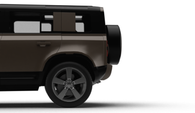 Kahverengi modern SUV 'nin 3D görüntüsü sol tarafı yarı arka kısmı şeffaf arkaplanda izole edilmiş.