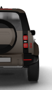 Kahverengi modern SUV 'nin 3D görüntüsü şeffaf arkaplanda tam arka sağ yarısını gösteriyor