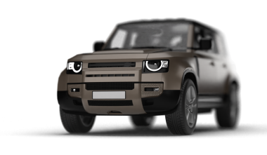 Hafif sol ön perspektiften şeffaf arkaplanda izole edilmiş kahverengi bir SUV 'nin 3D görüntüsü