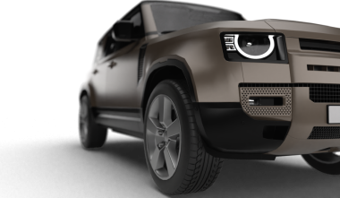 Şeffaf arkaplanda, hafif sağ ön perspektiften modern kahverengi bir SUV 'nin 3 boyutlu görüntülemesi