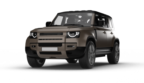 Hafif sol ön perspektiften şeffaf arkaplanda izole edilmiş kahverengi bir SUV 'nin 3D görüntüsü