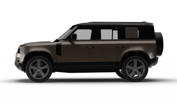 Şeffaf arkaplan üzerinde izole edilmiş, doğrudan sol perspektiften kahverengi bir SUV 'nin 3D görüntüsü