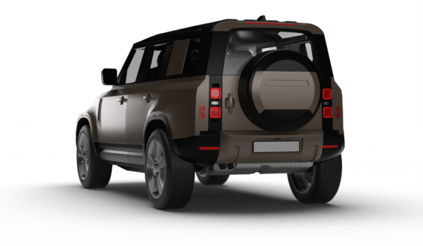 Hafif sol arka perspektiften, şeffaf arkaplanda izole edilmiş kahverengi bir SUV 'nin 3D görüntüsü