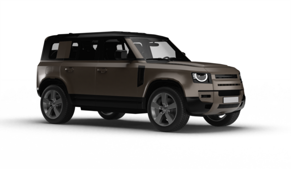 Hafif sağ ön perspektiften şeffaf arkaplanda izole edilmiş kahverengi bir SUV 'nin 3D görüntüsü