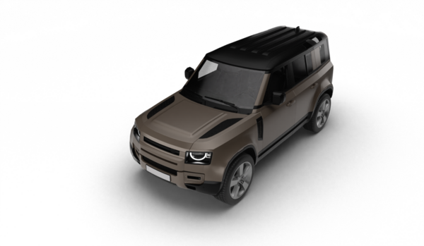 Hafif sol ön üst perspektiften şeffaf arkaplanda izole edilmiş kahverengi bir SUV 'nin 3D görüntüsü