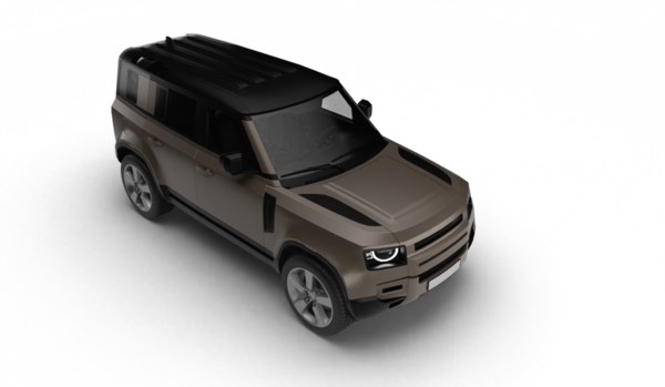 Orta sağ ön perspektiften şeffaf arkaplanda izole edilmiş kahverengi bir SUV 'nin 3D görüntüsü