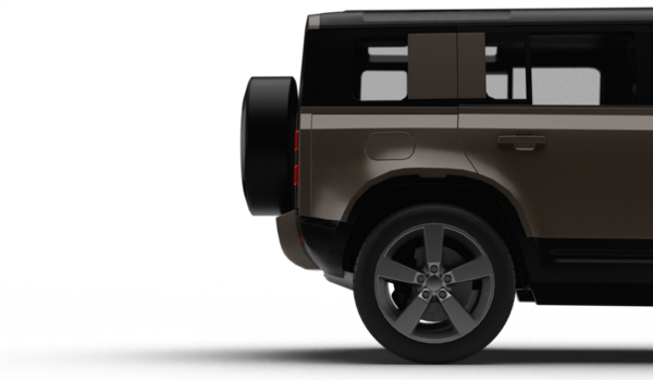 Kahverengi modern SUV 'nin 3D görüntüsü. Arka sağ tarafı yarı yarıya gösteren şeffaf arkaplan.