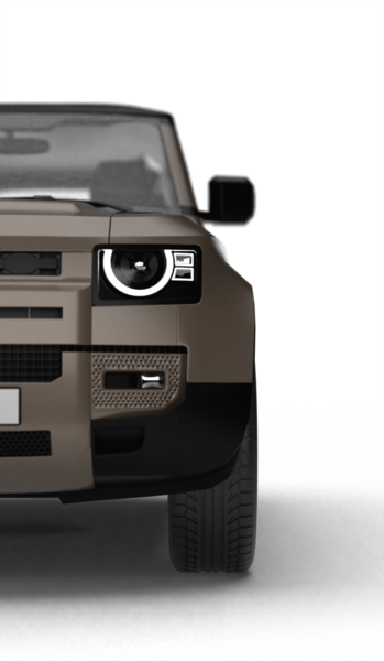 Şeffaf arkaplanda kısmi sol bölümü gösteren kahverengi bir SUV 'nin 3D görüntüsü