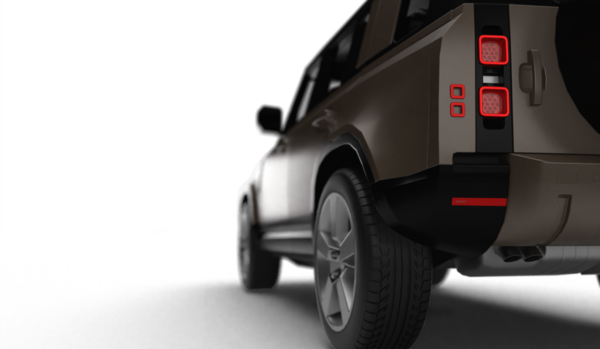 Hafif sol arka perspektiften, şeffaf arkaplanda izole edilmiş kahverengi bir SUV 'nin 3D görüntüsü