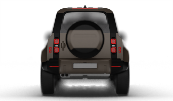 Çağdaş kahverengi bir SUV 'nin arka perspektiften 3 boyutlu görüntüsü şeffaf arkaplanda izole edilmiş.