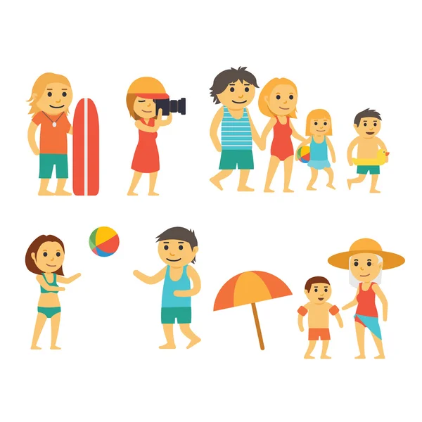 Group of People on the Beach — Stock Vector