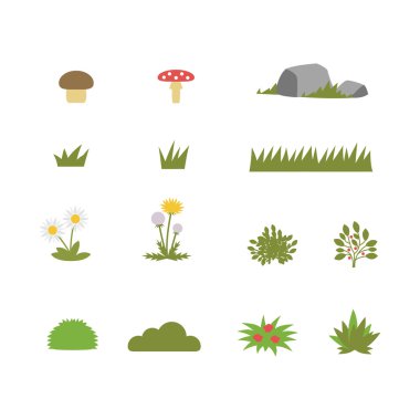 Bush ve çiçek Icon Set