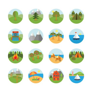 Turizm ve doğa Icon Set