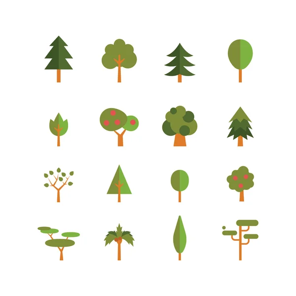 Árbol icono conjunto — Vector de stock