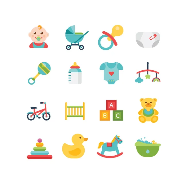 Baby en kind gerelateerde pictogrammen, illustraties — Stockvector