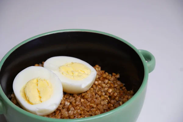 Bouillie Sarrasin Avec Oeuf Cuisiner Produits Alimentaires — Photo