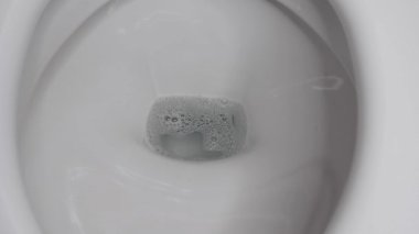 Sifonu çek. Tuvalette. Tuvalet. İç mekan.