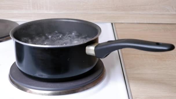 Wasser Kocht Kochen Gas — Stockvideo