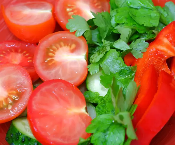 Sałatka Warzywna Pomidory Papryka Pietruszka — Zdjęcie stockowe