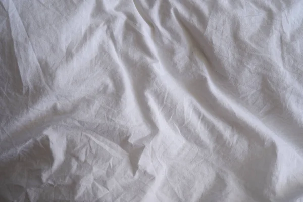 Fehér Vászon Ágy Ágynemű Textúra — Stock Fotó
