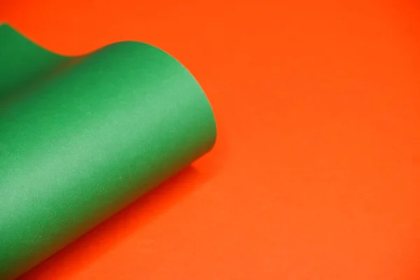 Зеленый Картон Оранжевом Фоне Текстура Картона — стоковое фото