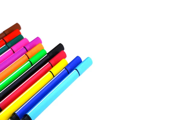 Ένα Σετ Χρωματιστών Μαρκαδόρων Όλα Χρώματα Του Ουράνιου Τόξου Γραφεία — Φωτογραφία Αρχείου