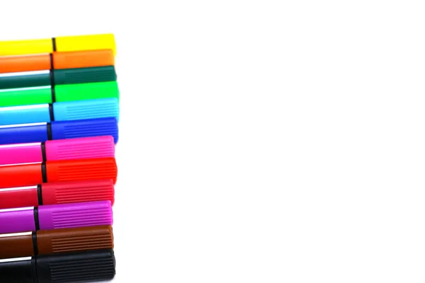 Een Set Gekleurde Stiften Alle Kleuren Van Regenboog Kantoor Schoolbenodigdheden — Stockfoto