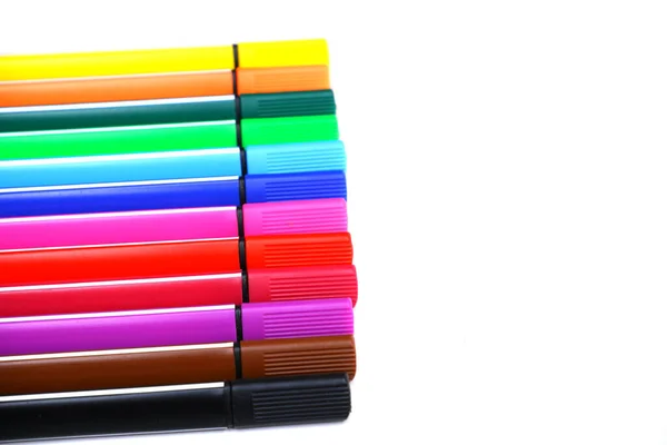 Conjunto Marcadores Coloridos Todas Cores Arco Íris Material Escolar Escritório — Fotografia de Stock