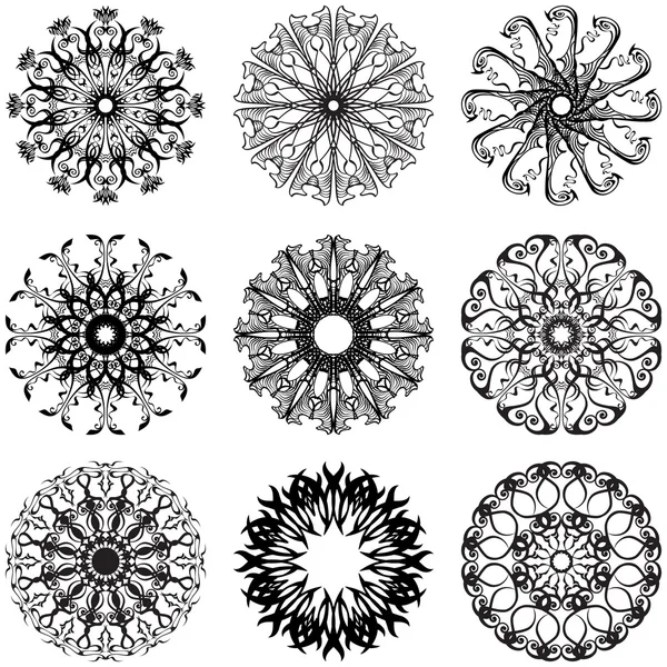 Decorative lace round flowers — Stock Vector