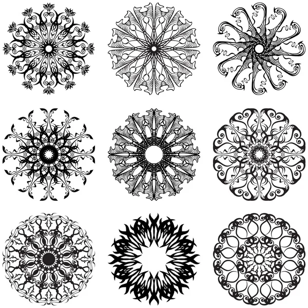 Decoratieve kant ronde bloemen — Stockvector