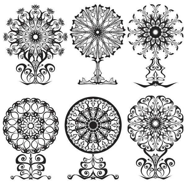 Set of decorative lace flowers — Stock Vector