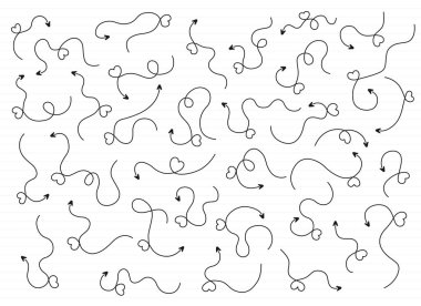 Kalp ile el çizilmiş ok çizgileri