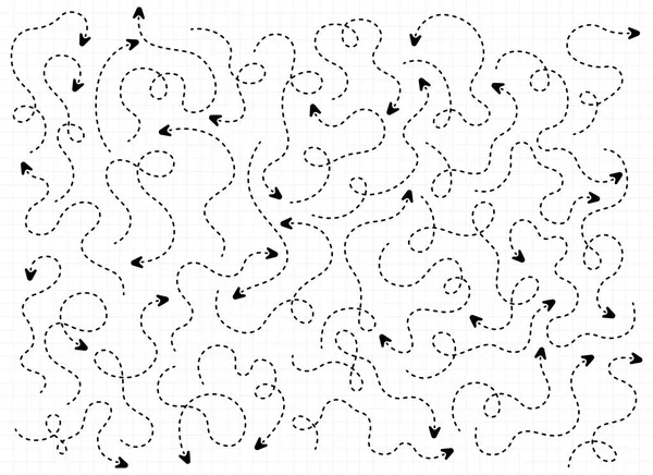 Pointée Main Tracé Jeu Lignes Fléchées — Image vectorielle