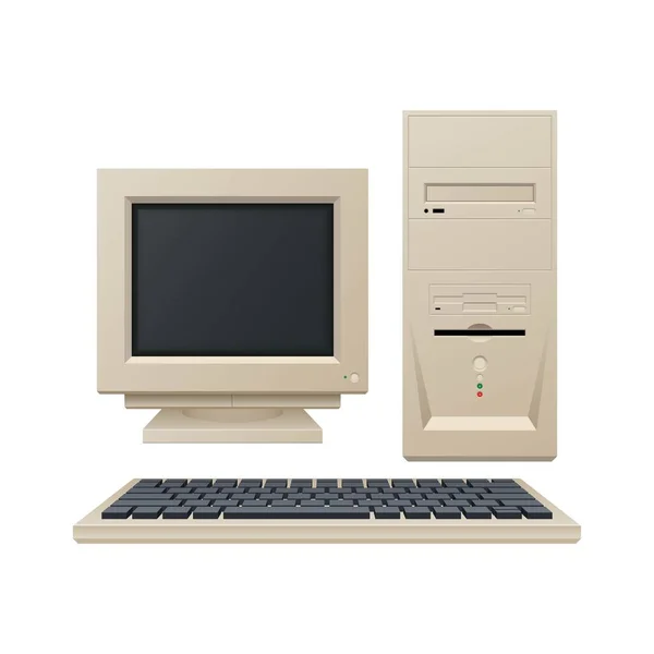 Oude Vintage Computer Vector Illustratie — Stockvector