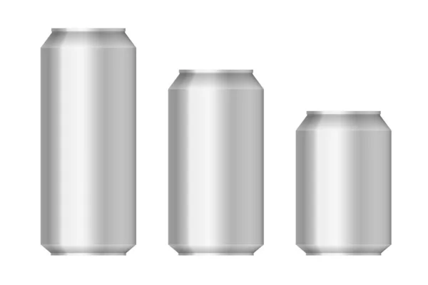 Birra Alluminio Può Impostare Illustrazione Vettoriale Isolato Bianco — Vettoriale Stock
