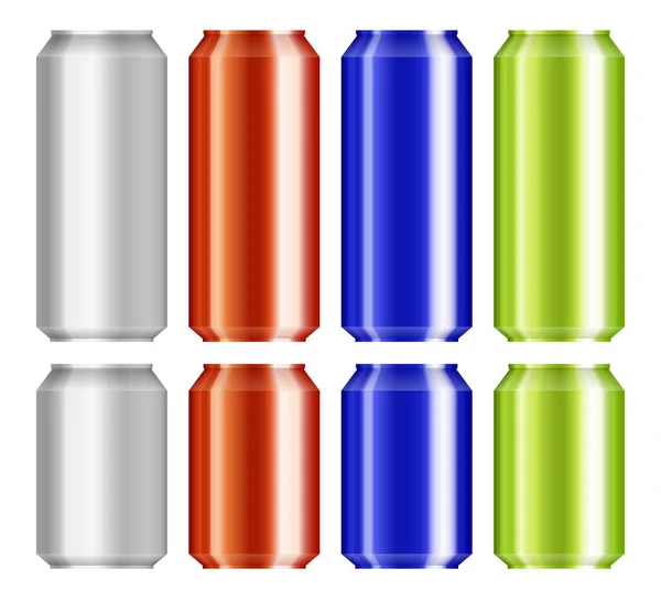 Beer Aluminium Can Set Vector Illustration Isolated White — Stock Vector