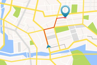 Pin vektör illüstrasyonlu GPS haritası