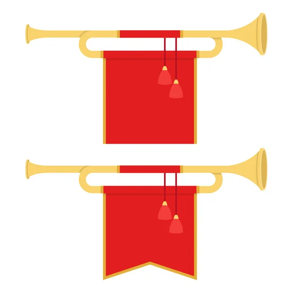 Goldene Horn Trompeten Vektor Illustration Flachen Stil — Stockvektor