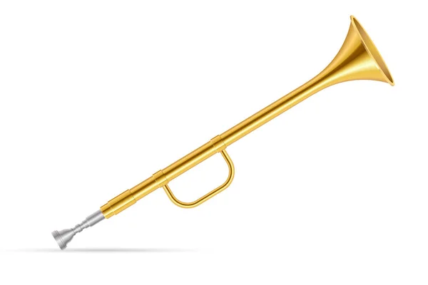 Trompetas Cuerno Dorado Vector Ilustración Aislado Blanco — Vector de stock