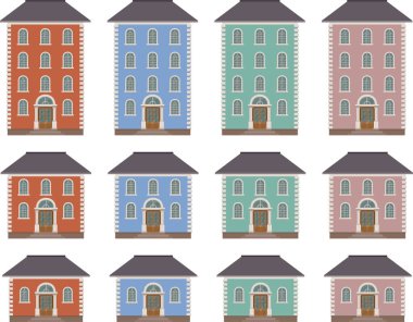 Beyaz arkaplanda ev inşa vektör illüstrasyonu izole