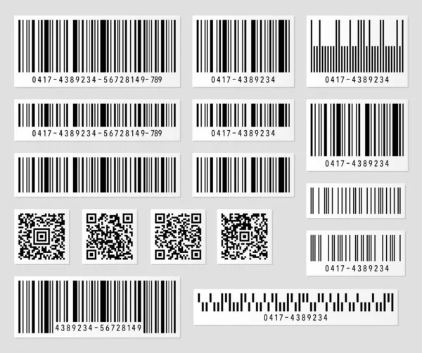 製品バーコードとQrコードベクトル図のセット — ストックベクタ