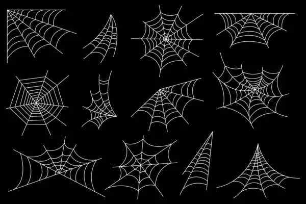 Set Spider Web Halloween Cobweb Decoration — Stock Vector