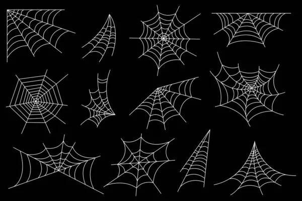 Conjunto Tela Araña Decoración Telaraña Halloween — Vector de stock