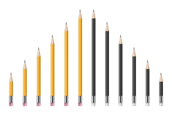 Set Realistic Pencils Vector Illustration — Stock Vector